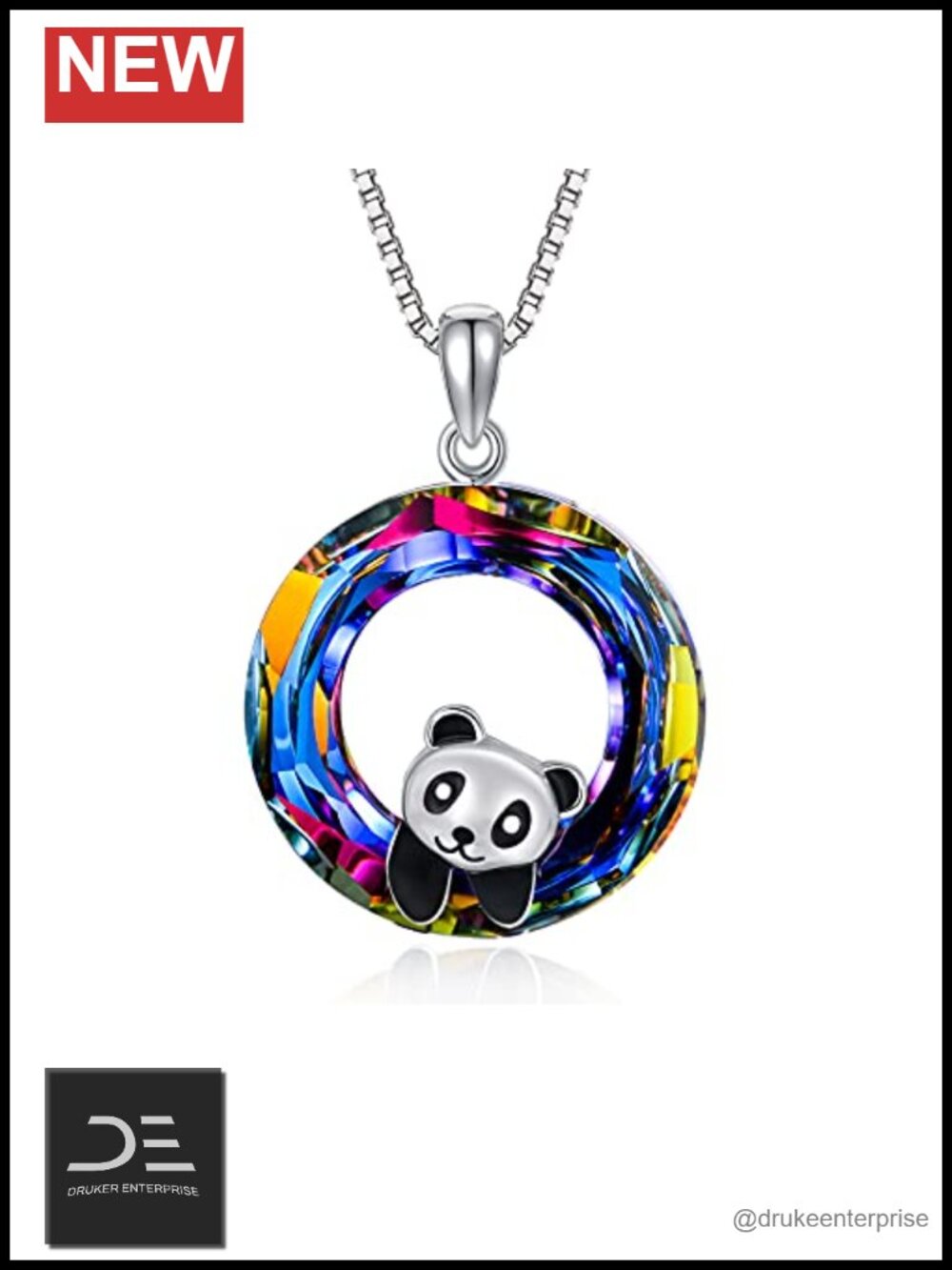 925 Sterling Silver Panda Crystal Pendant Necklace Birthday Gift for Women
